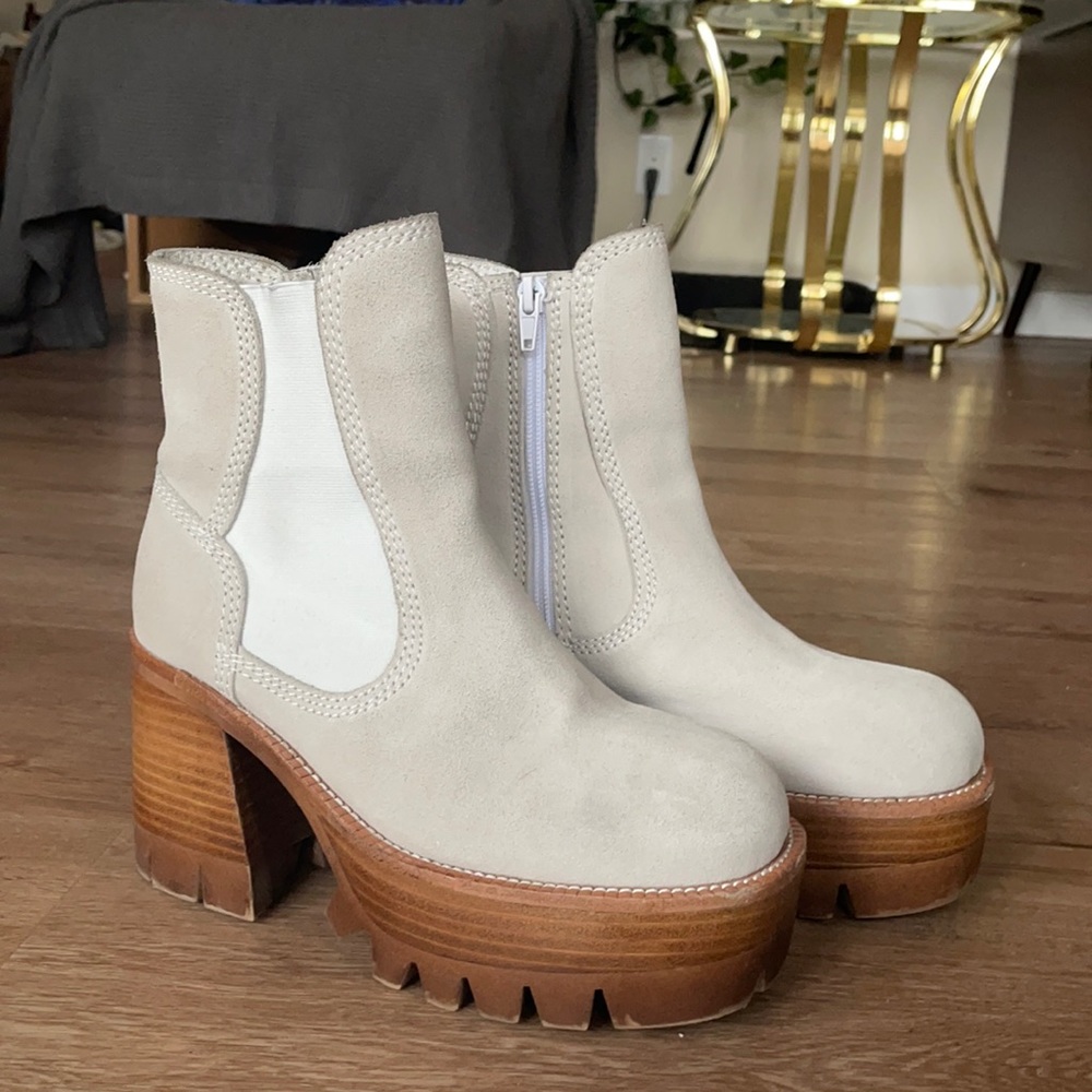 Jeffrey Campbell x Free People Preston Ankle Platform Boots in Bone